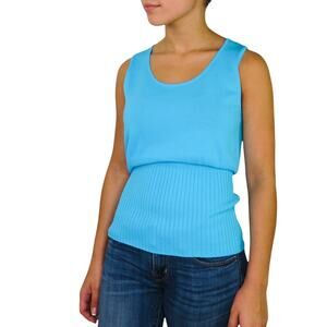 George Vintage Teal Blue Sleeveless Knit Top Medium